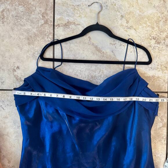Eureka size 18 Blue Iridescent Cowl Neck Gown Dress Special Occasion Prom MOB - Picture 5 of 12